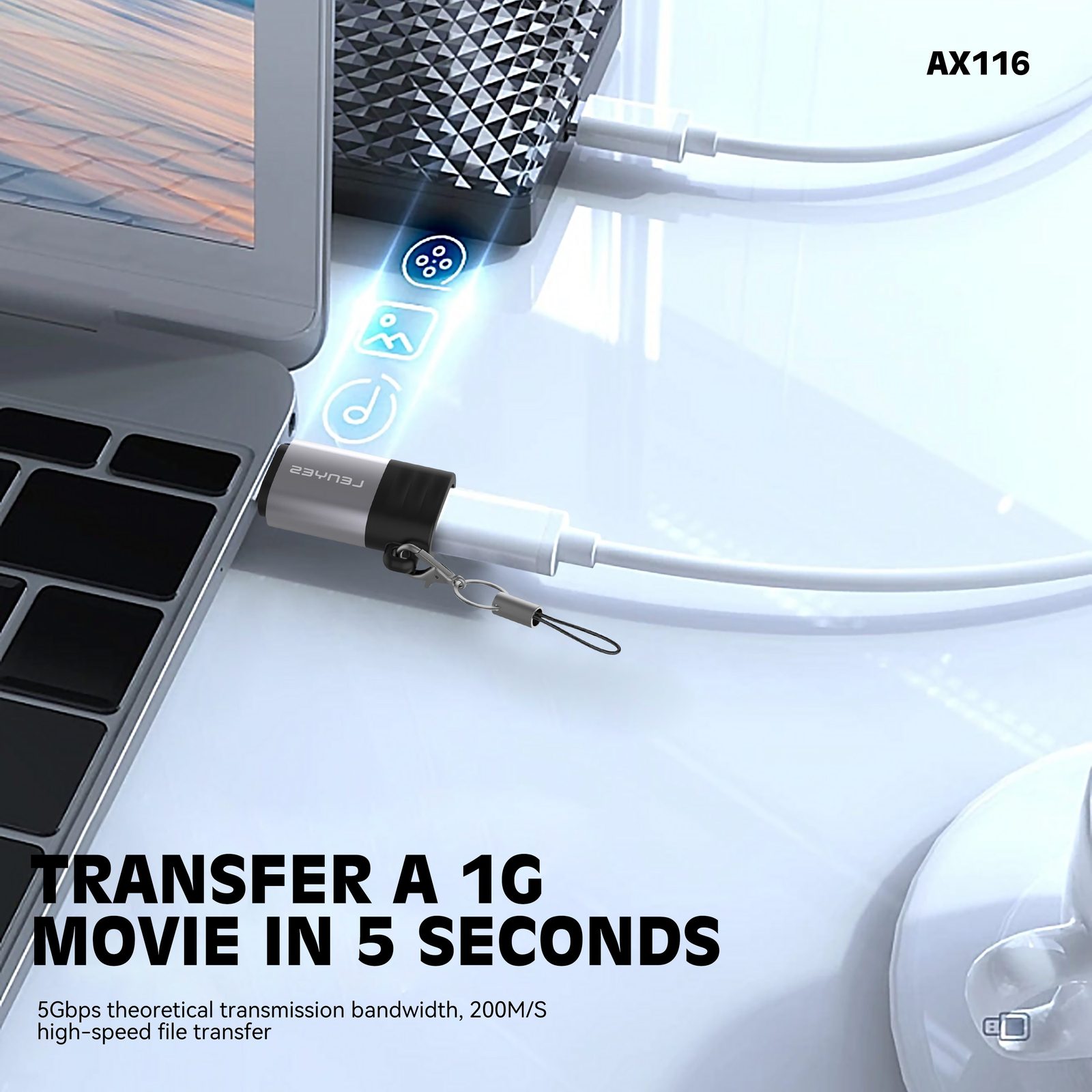 Adaptador Lenyes AX116 Tipo-C a Micro USB/V8 vista 5