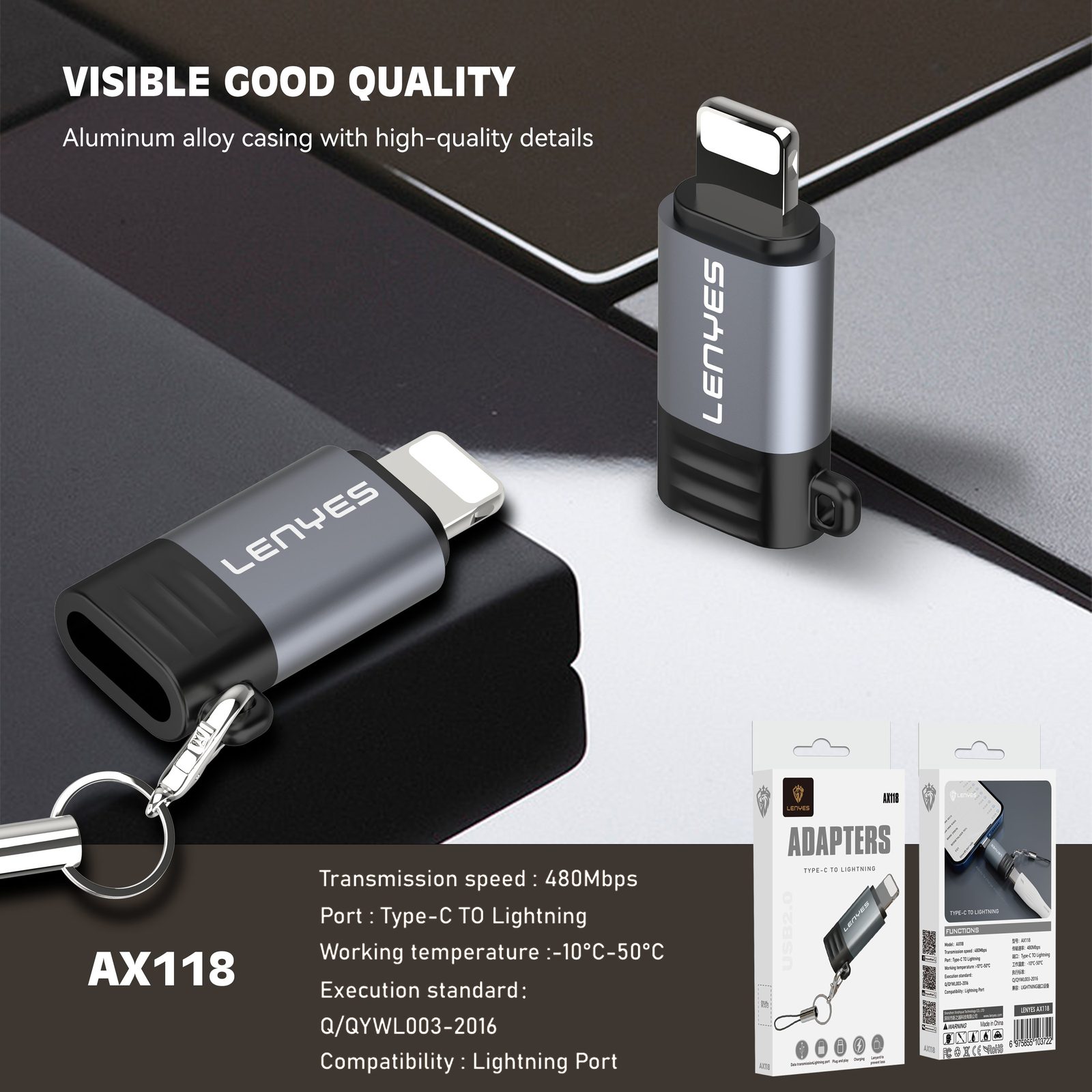 Adaptador Lenyes AX118 Tipo-C a Lightning vista 4