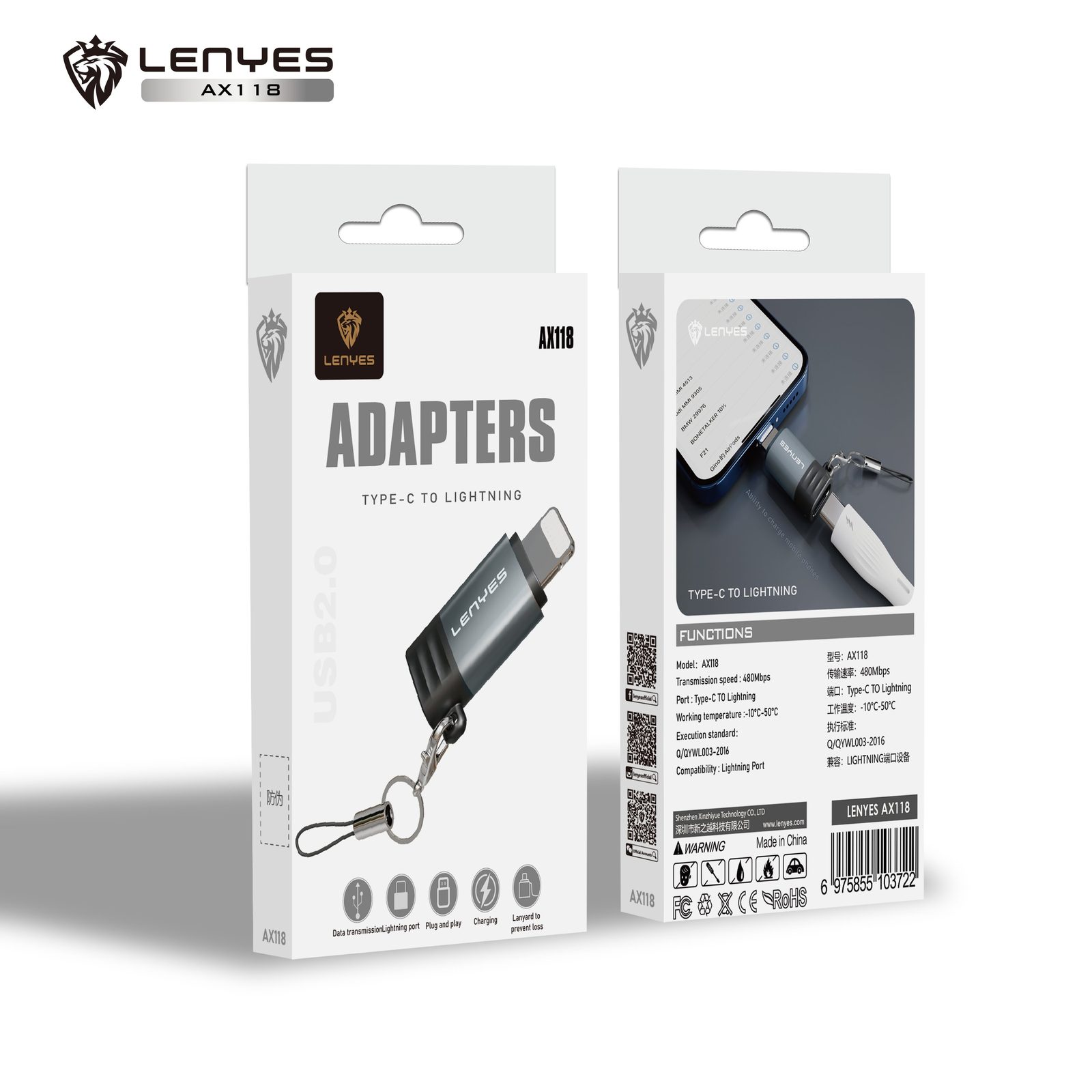 Adaptador Lenyes AX118 Tipo-C a Lightning vista 5