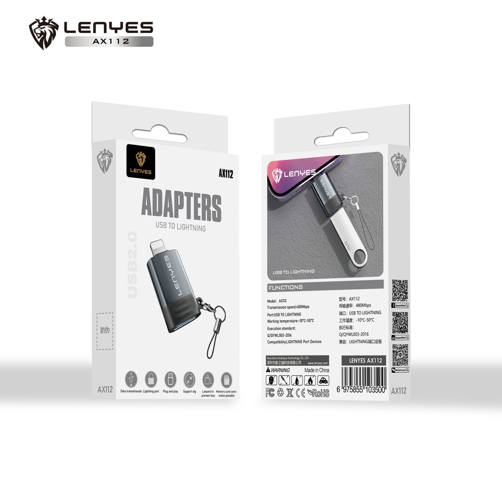 Adaptador OTG Lenyes AX112 Lightning vista 6