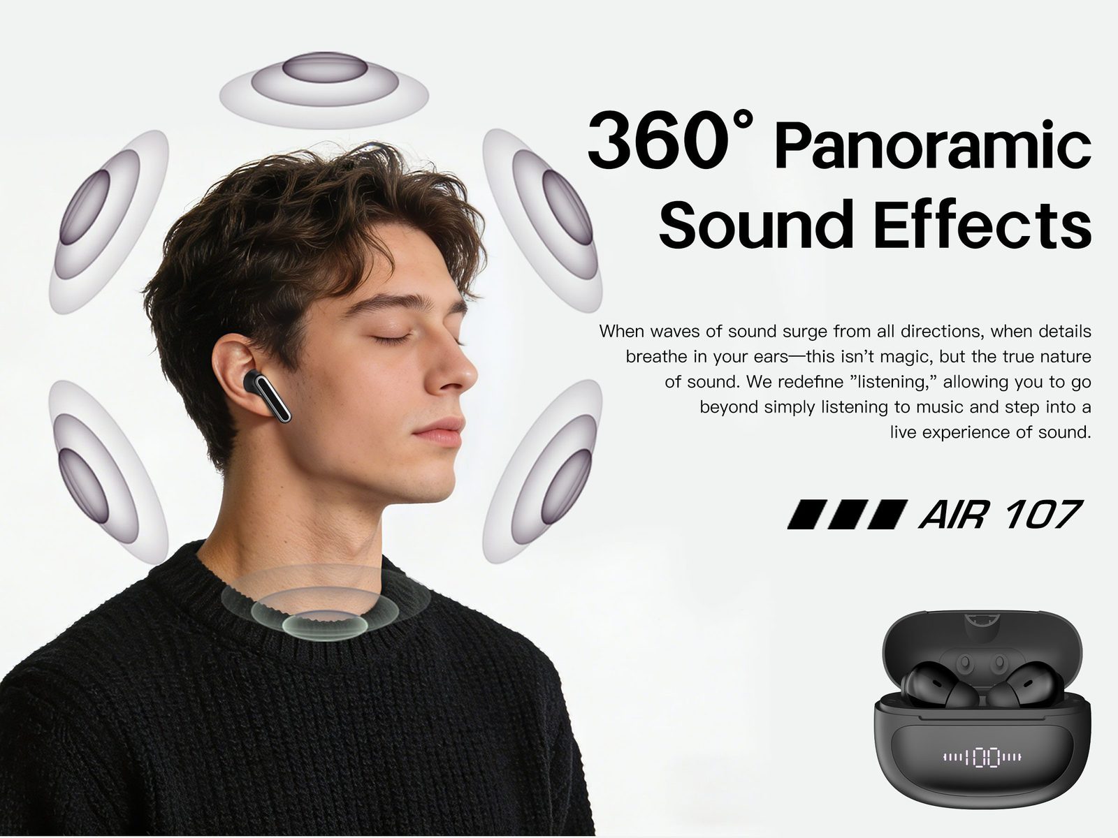 Lenyes AIR 107 TWS Bluetooth con Estuche de Carga vista 6