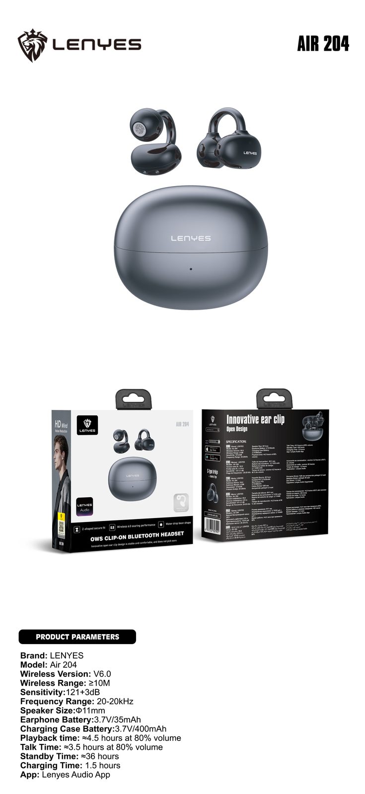 Lenyes AIR 204 OWS Clip-On Open-Ear vista 3