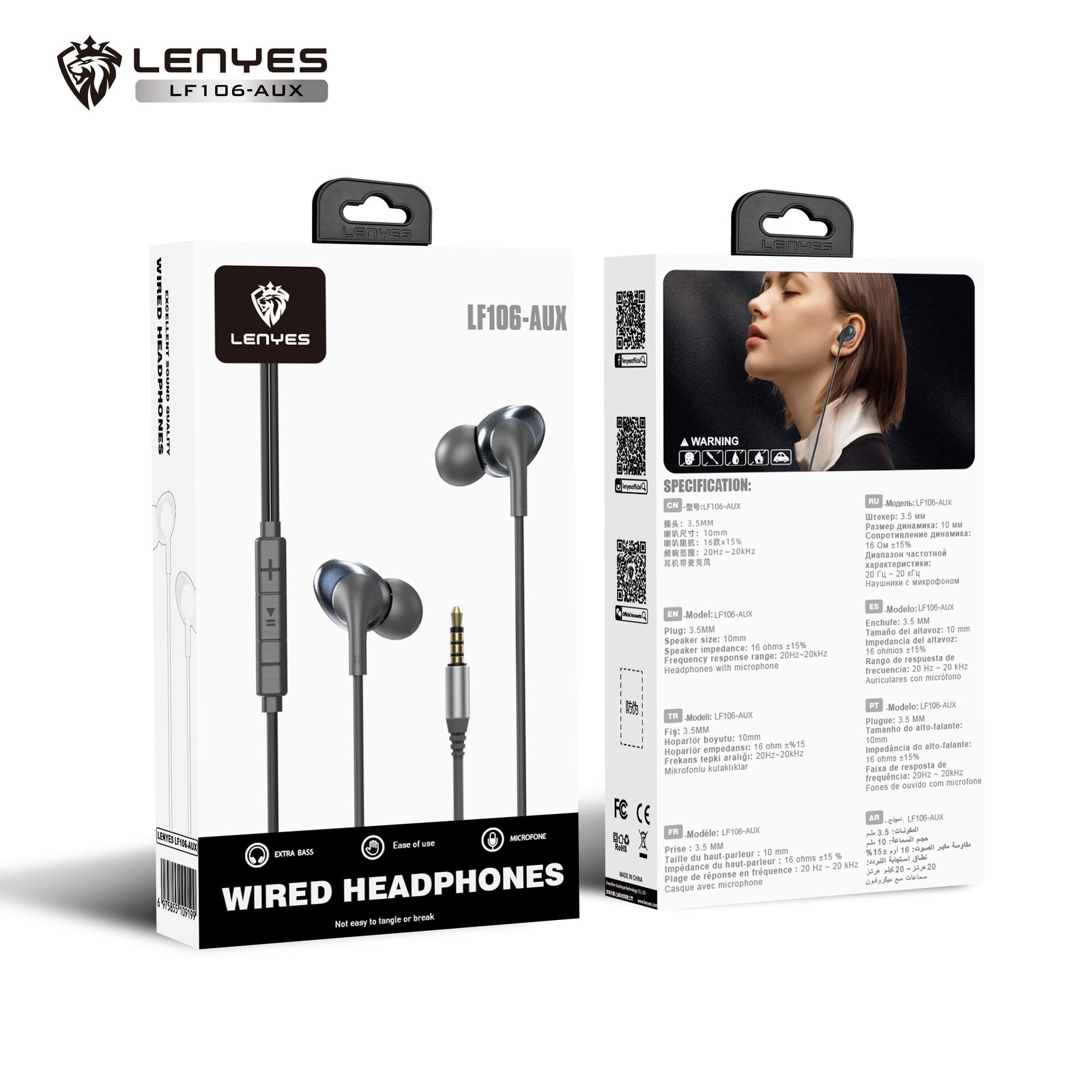Auriculares Lenyes LF106 In-Ear 10mm Micrófono HD vista 1