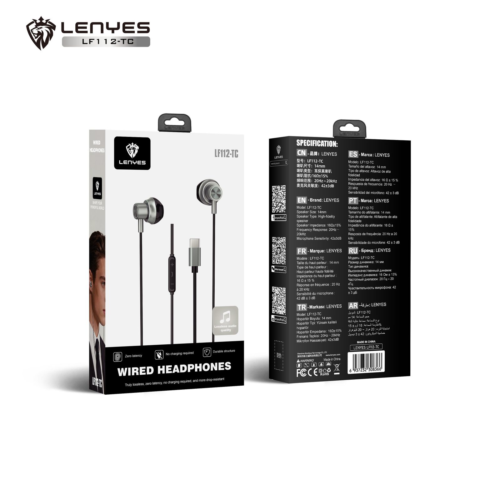 Auriculares Lenyes LF112-AUX In-Ear Hi-Fi 14mm Latencia Cero vista 5