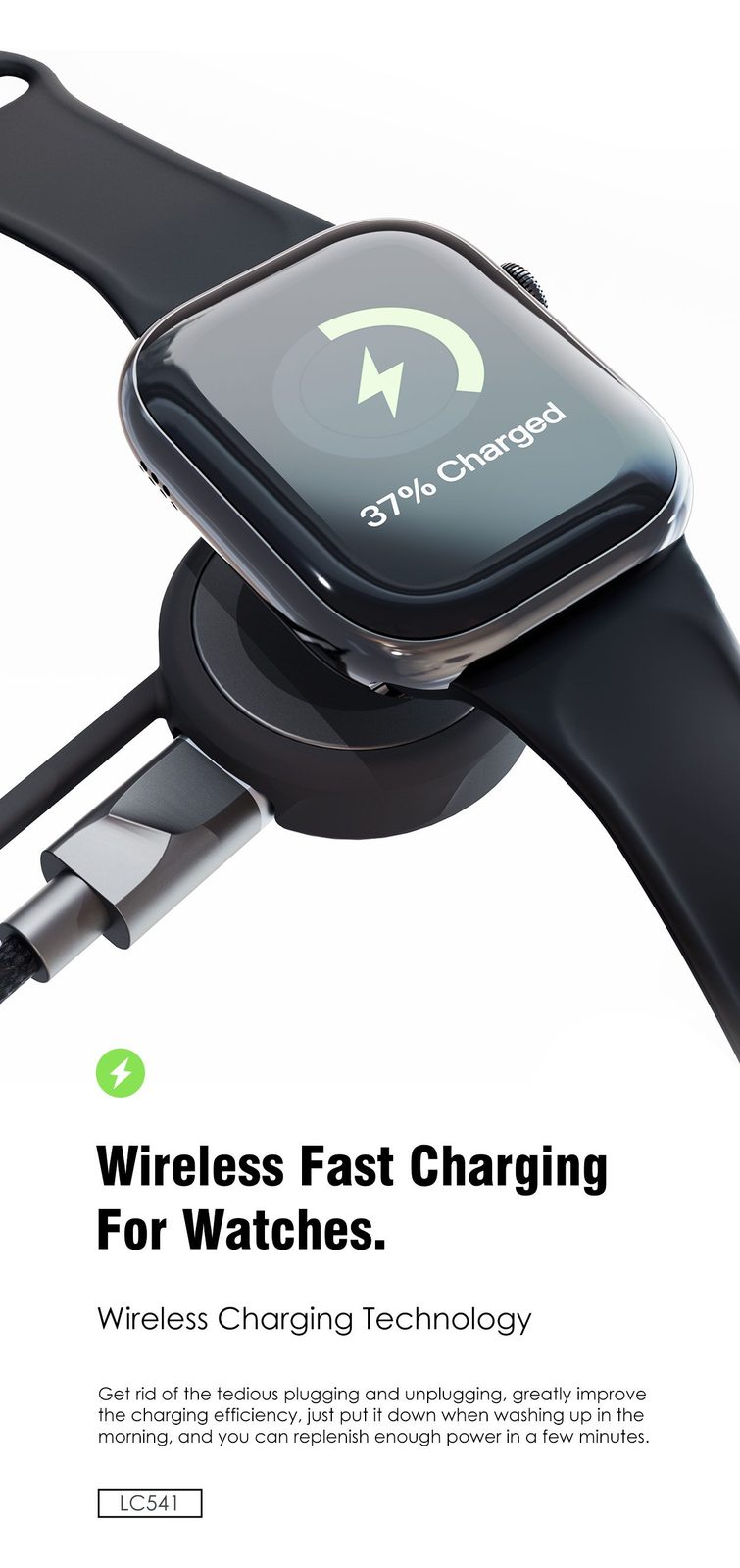 Cable de Datos 3en1 Lenyes LC541 con Carga Inalámbrica Smartwatch vista 3