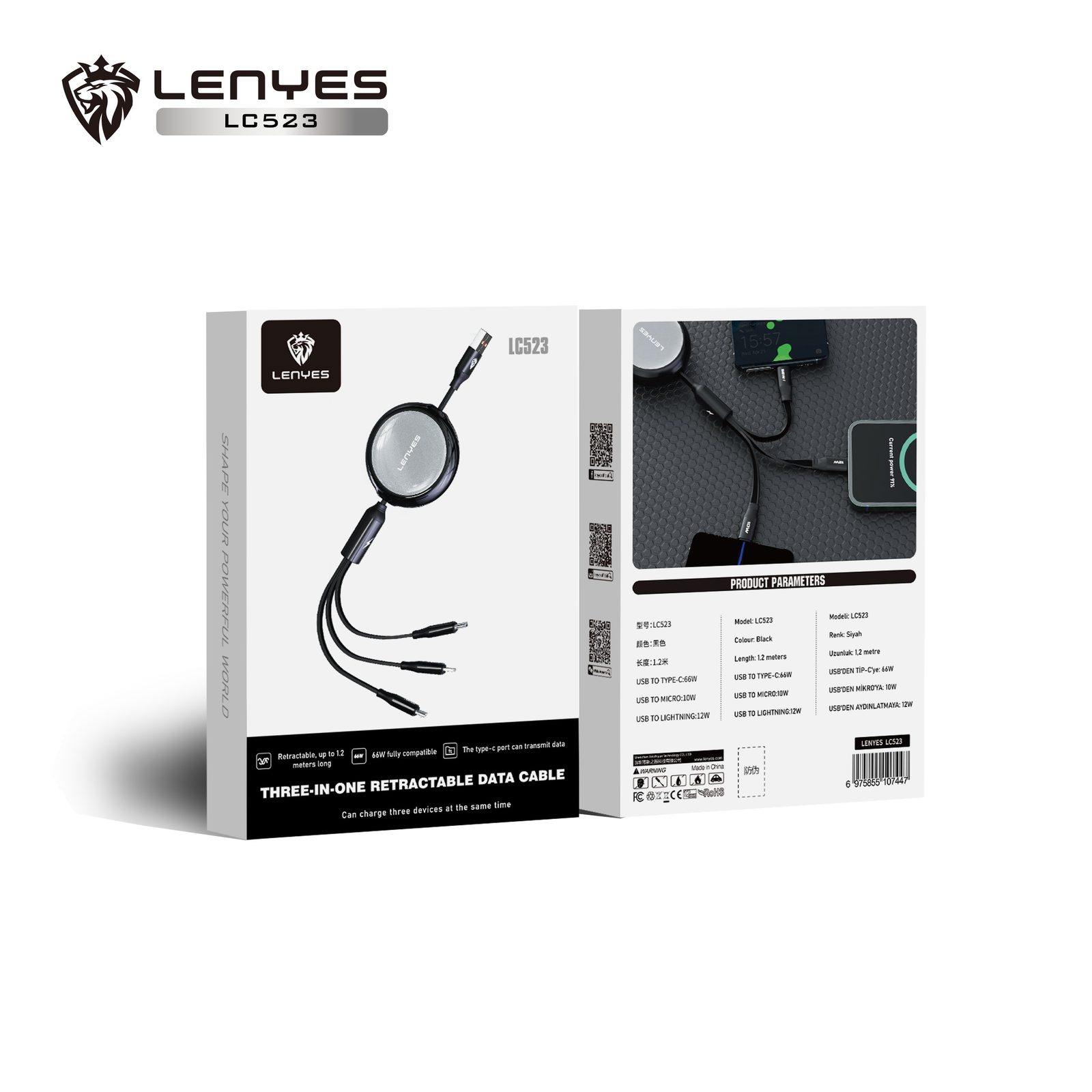 Cable Lenyes LC523 Carga Rápida Trenzado vista 3