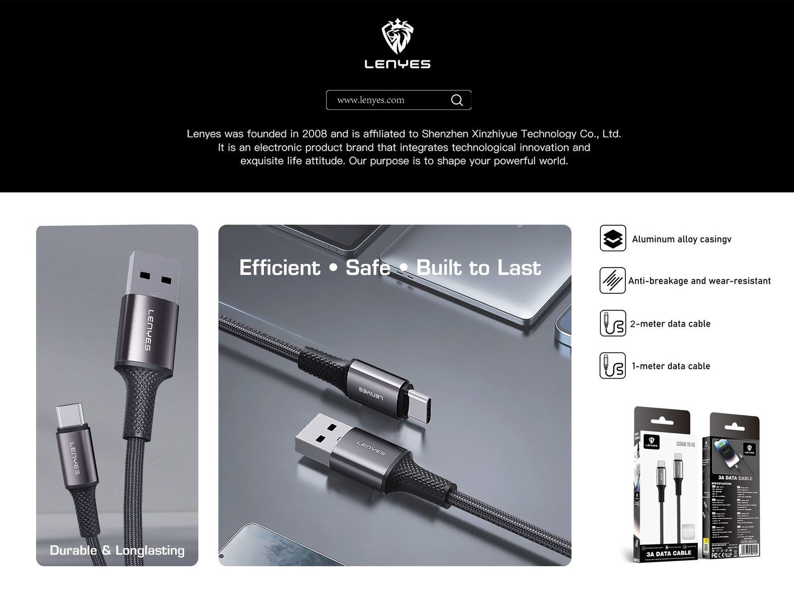 Cable USB-C Lenyes LC559 60W Fast Charge vista 5