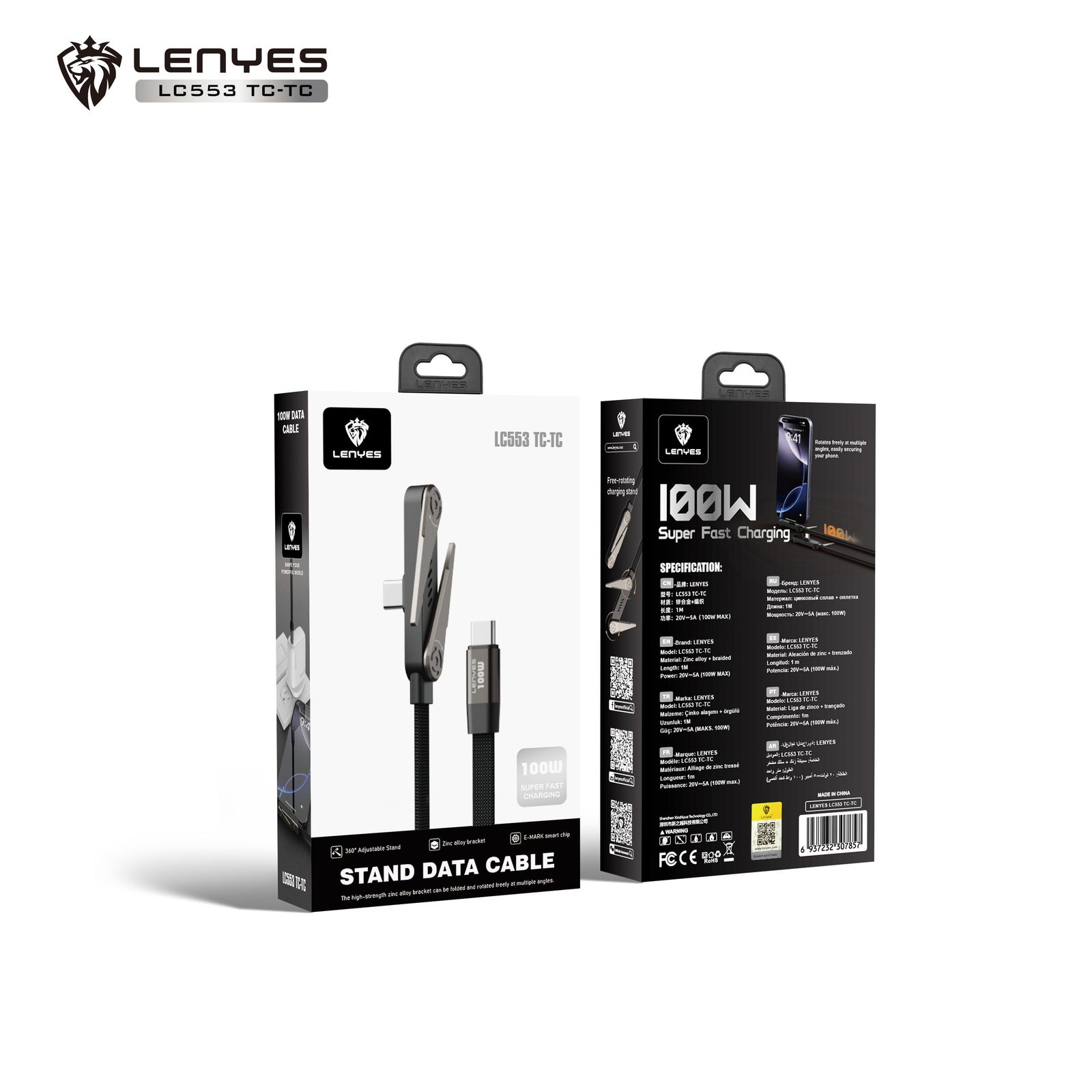 Cable USB4 Lenyes LC553 240W Vídeo 8K vista 3
