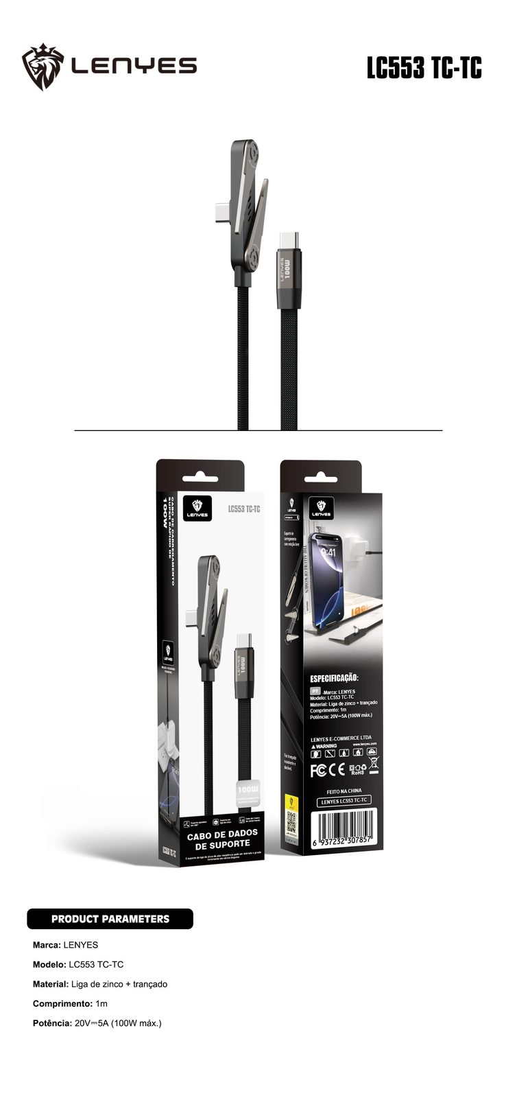 Cable USB4 Lenyes LC553 240W Vídeo 8K vista 5