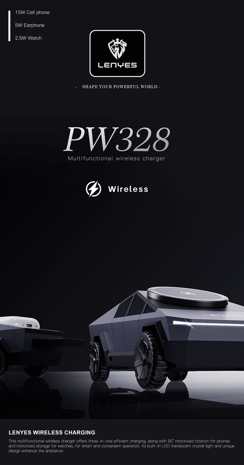 Cargador Inalámbrico Lenyes PW328 3en1 vista 4