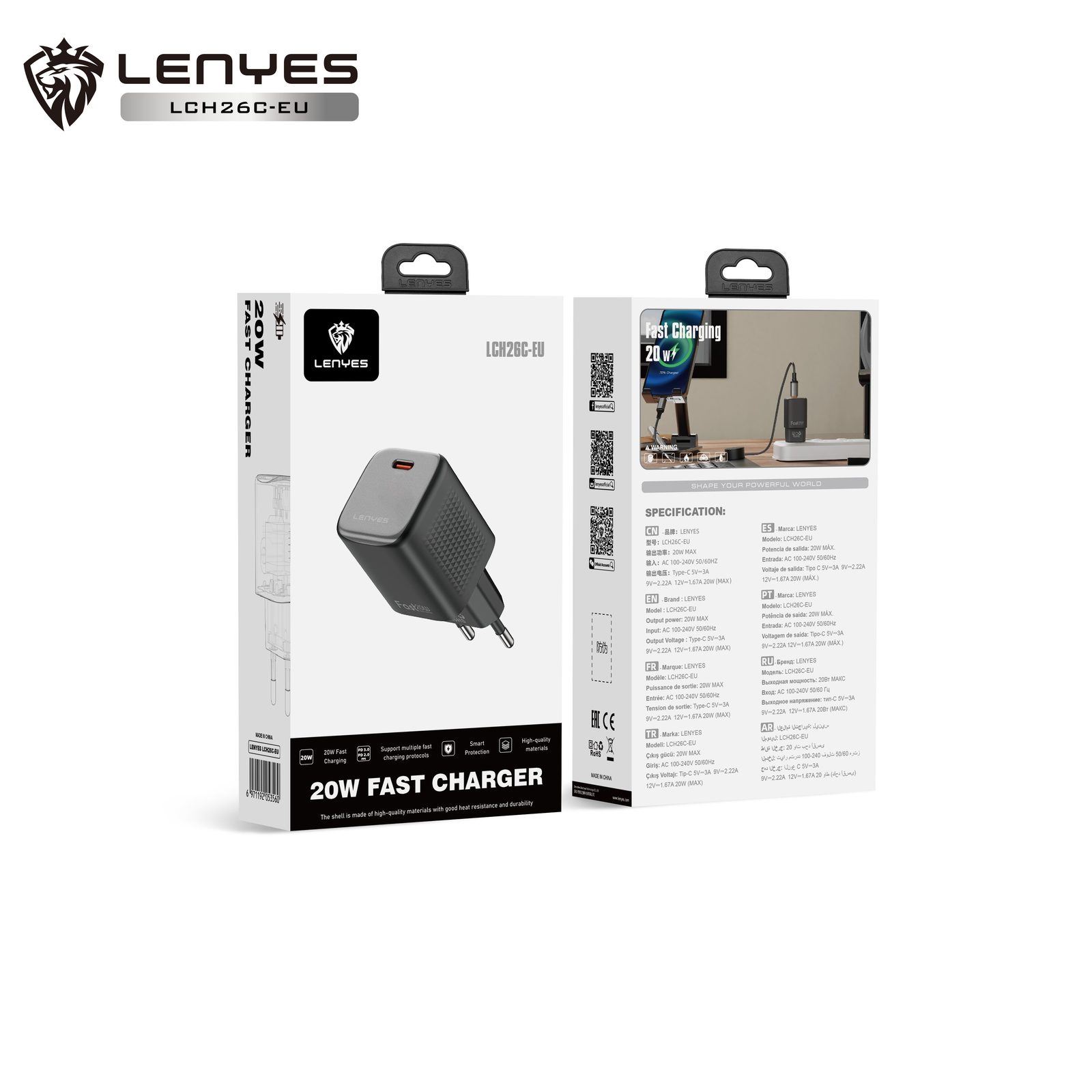 Cargador Lenyes LCH26C USB-C Carga Rápida vista 5