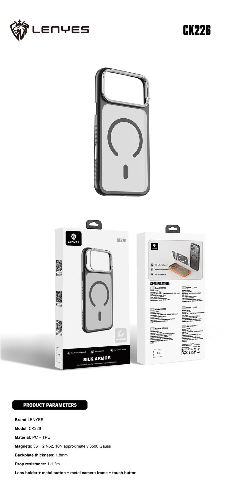 Funda Lenyes Silk Armor para iPhone CK226 vista 3