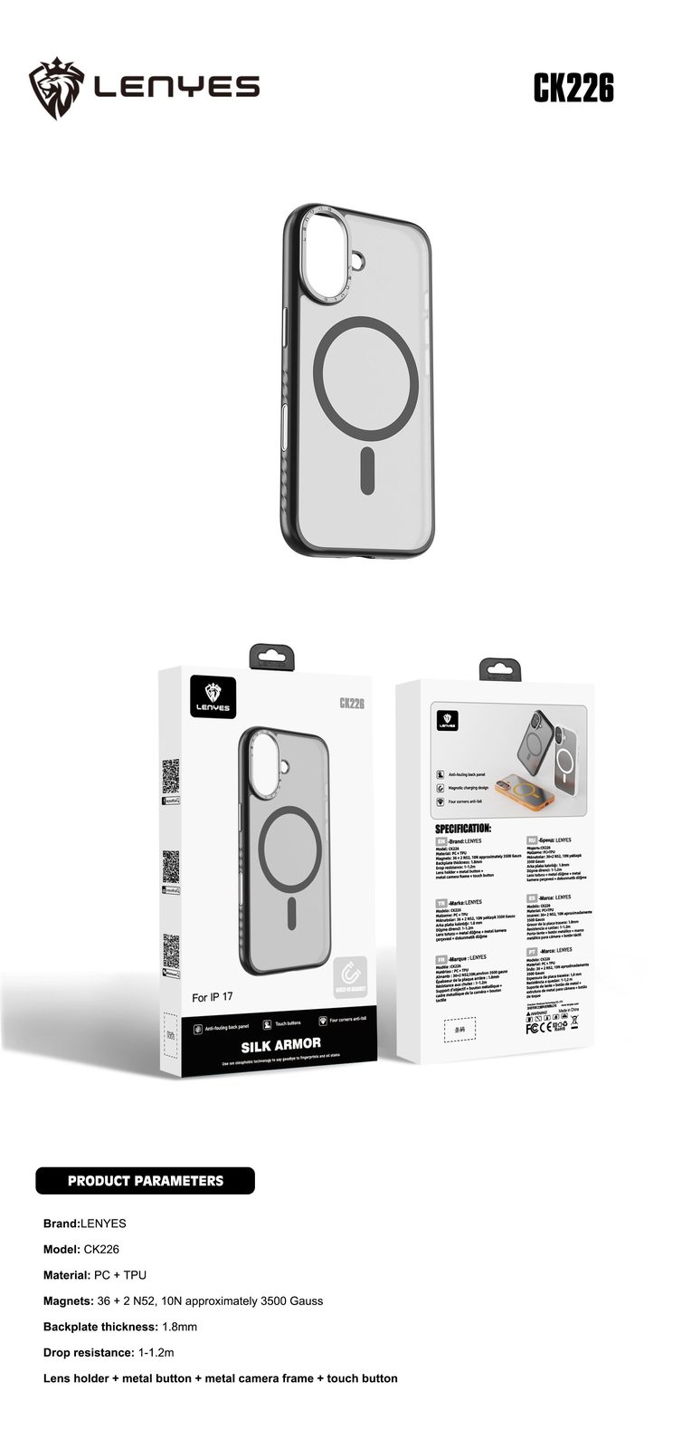 Funda Lenyes Silk Armor para iPhone CK226 vista 4