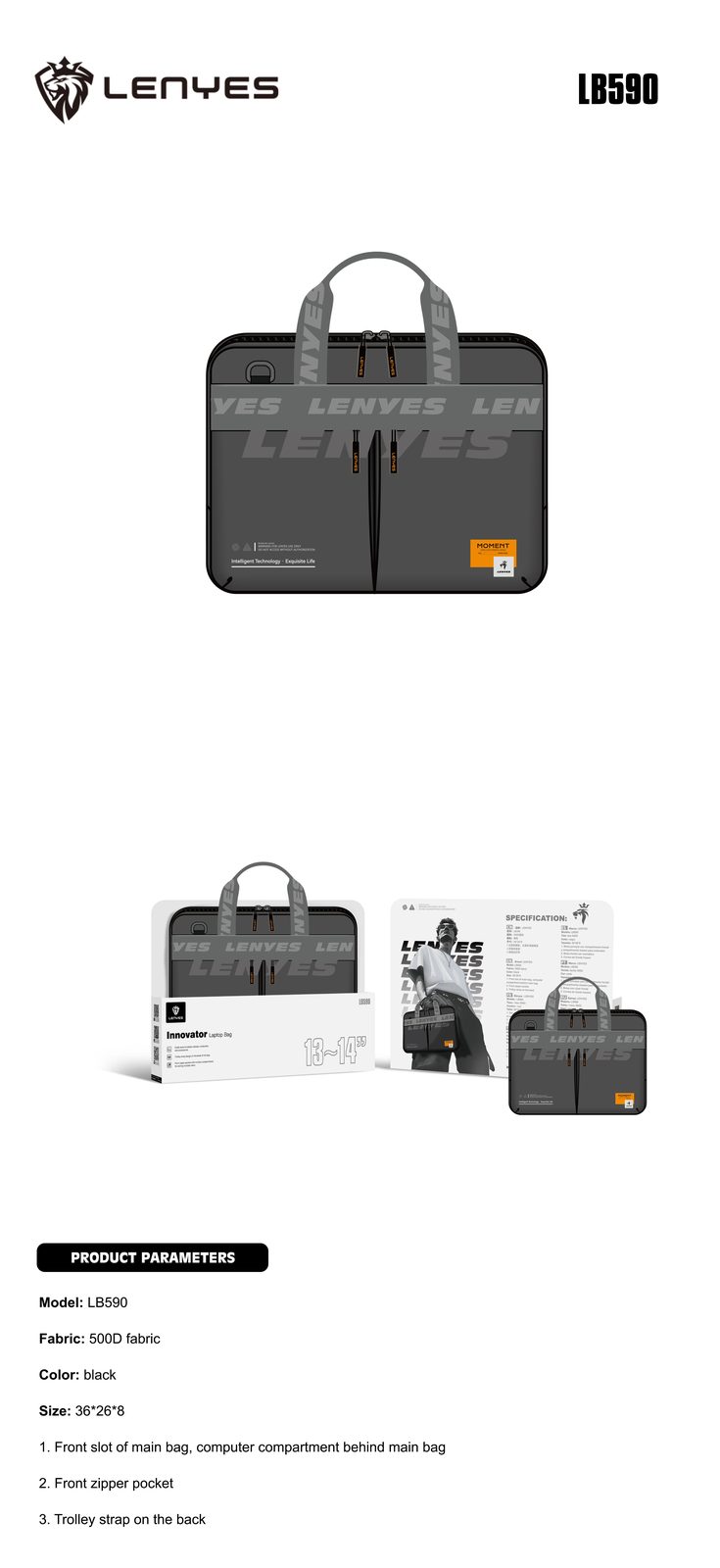 Maletín Premium Lenyes LB590 13-14" vista 3