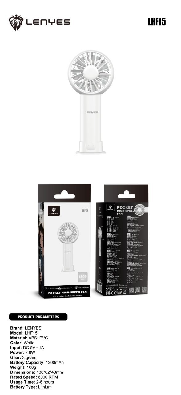 Mini Ventilador de Bolsillo Lenyes LHF15 vista 3
