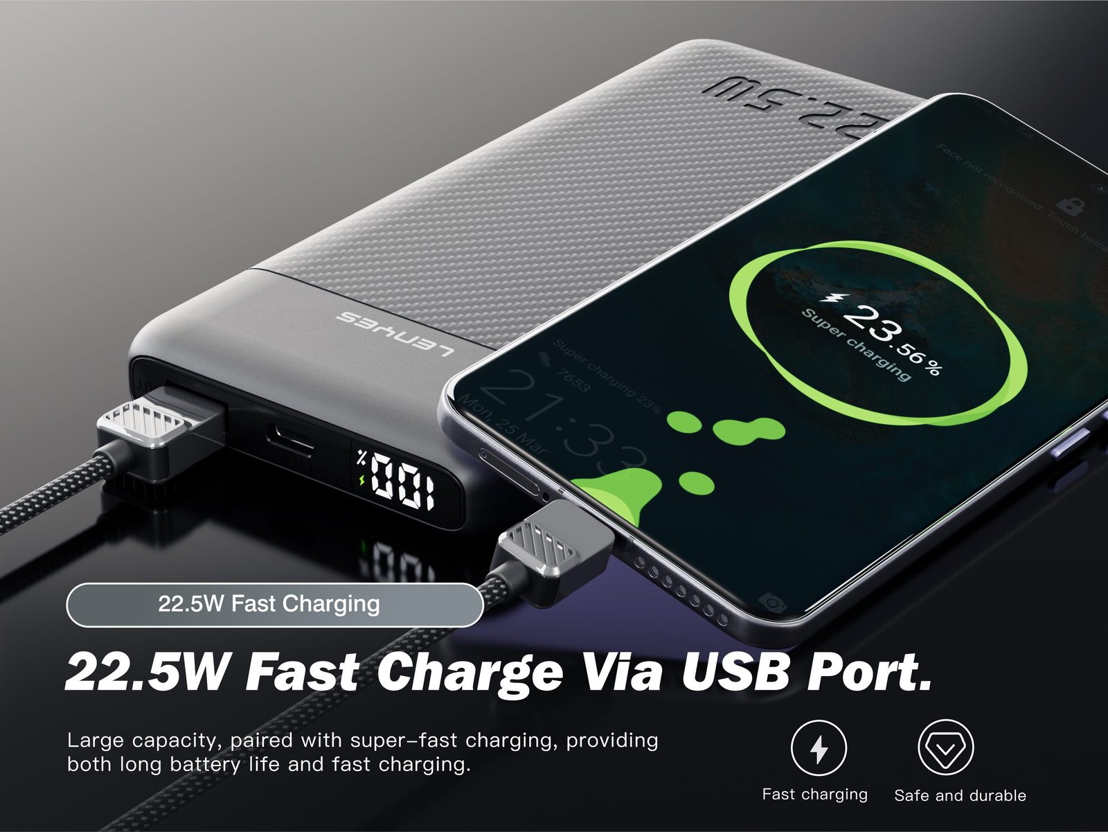 Powerbank Lenyes P541K con Cables Integrados vista 5
