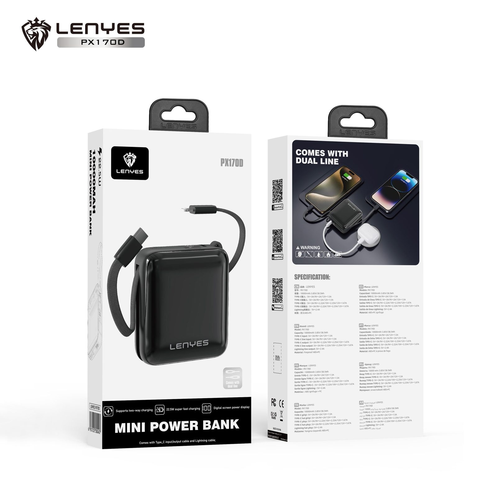 Powerbank Lenyes PX170D 10.000mAh vista 3