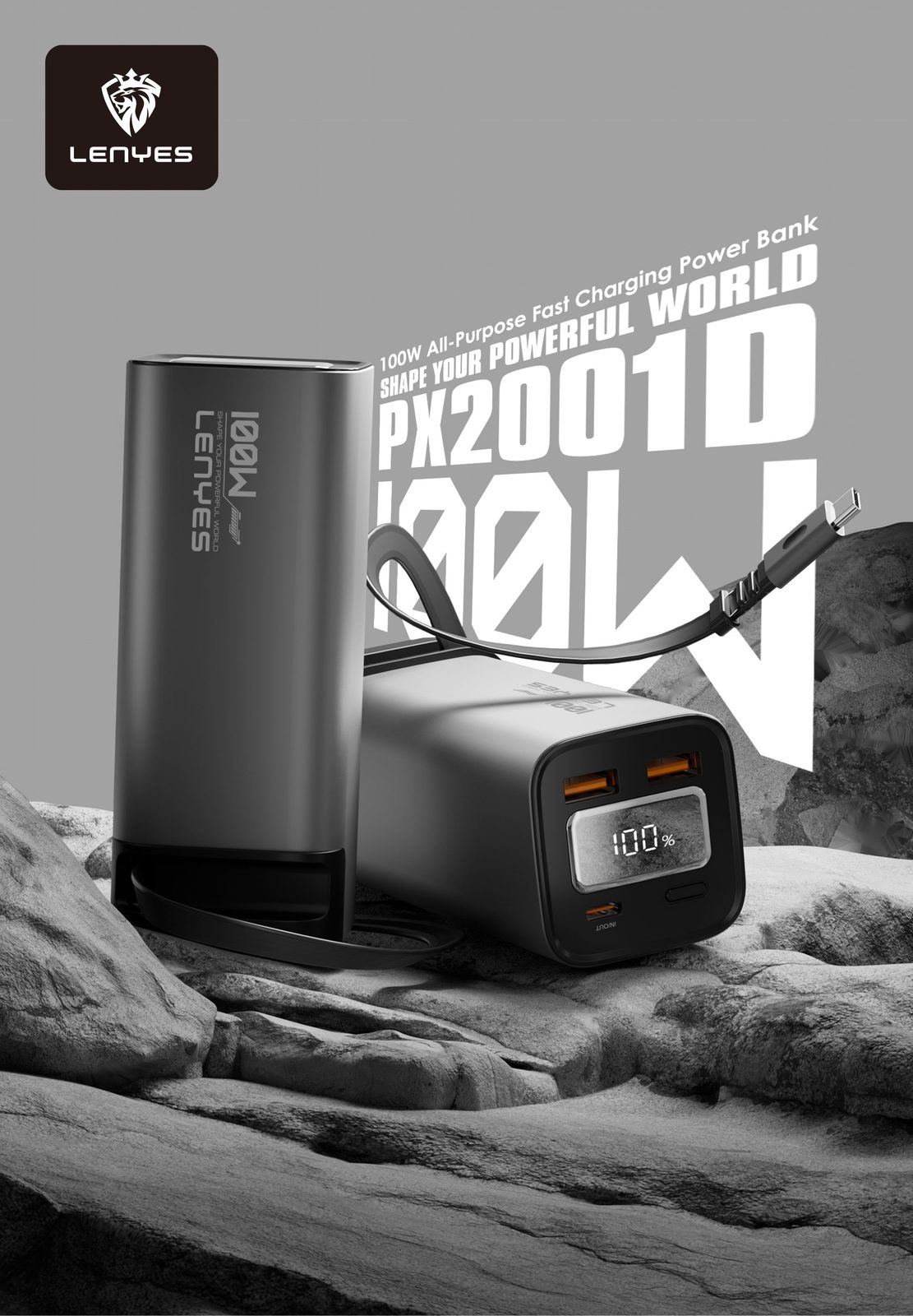 Powerbank Lenyes PX2001D 20.000mAh 100W PD vista 3