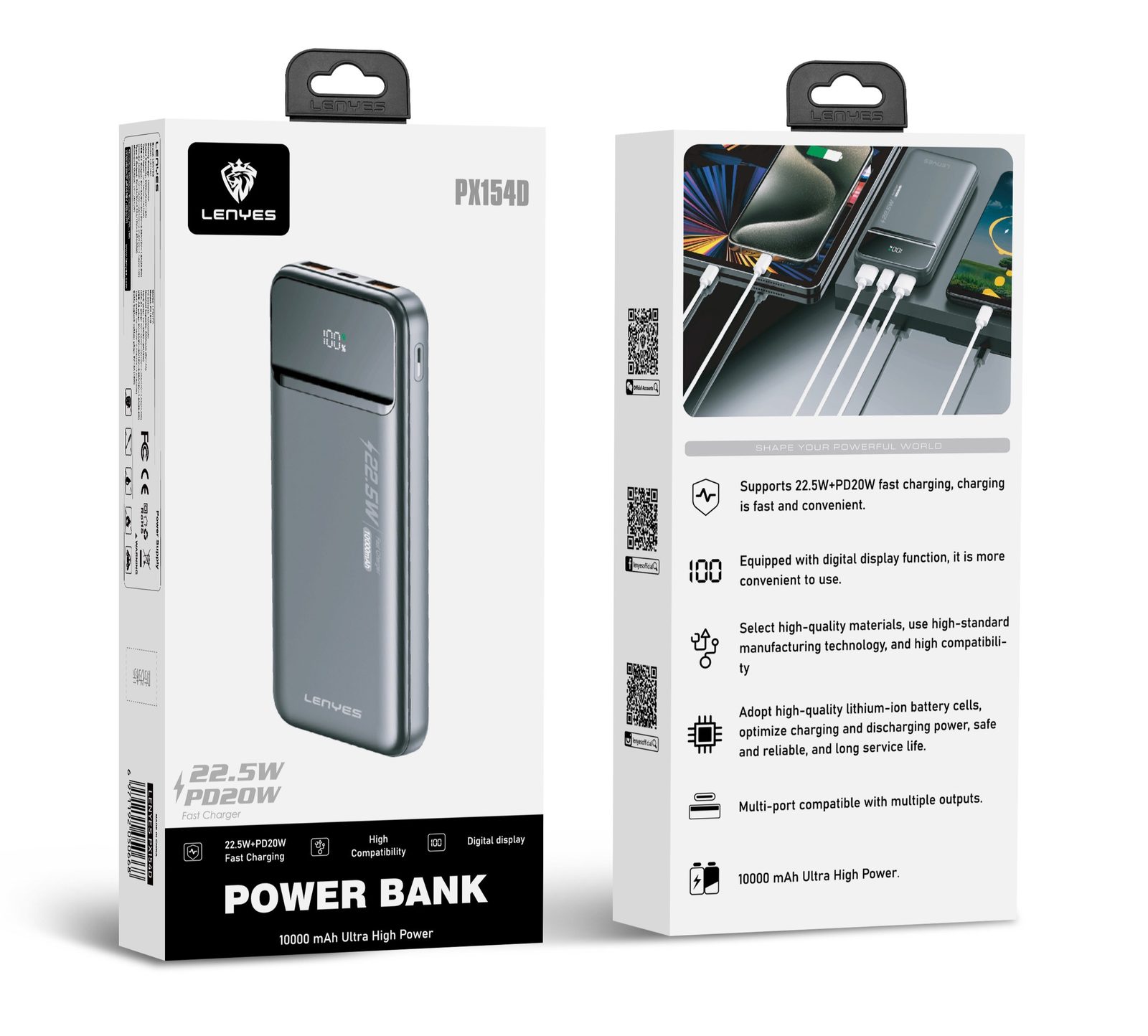 Powerbank Lenyes PX254D 20.000mAh vista 3