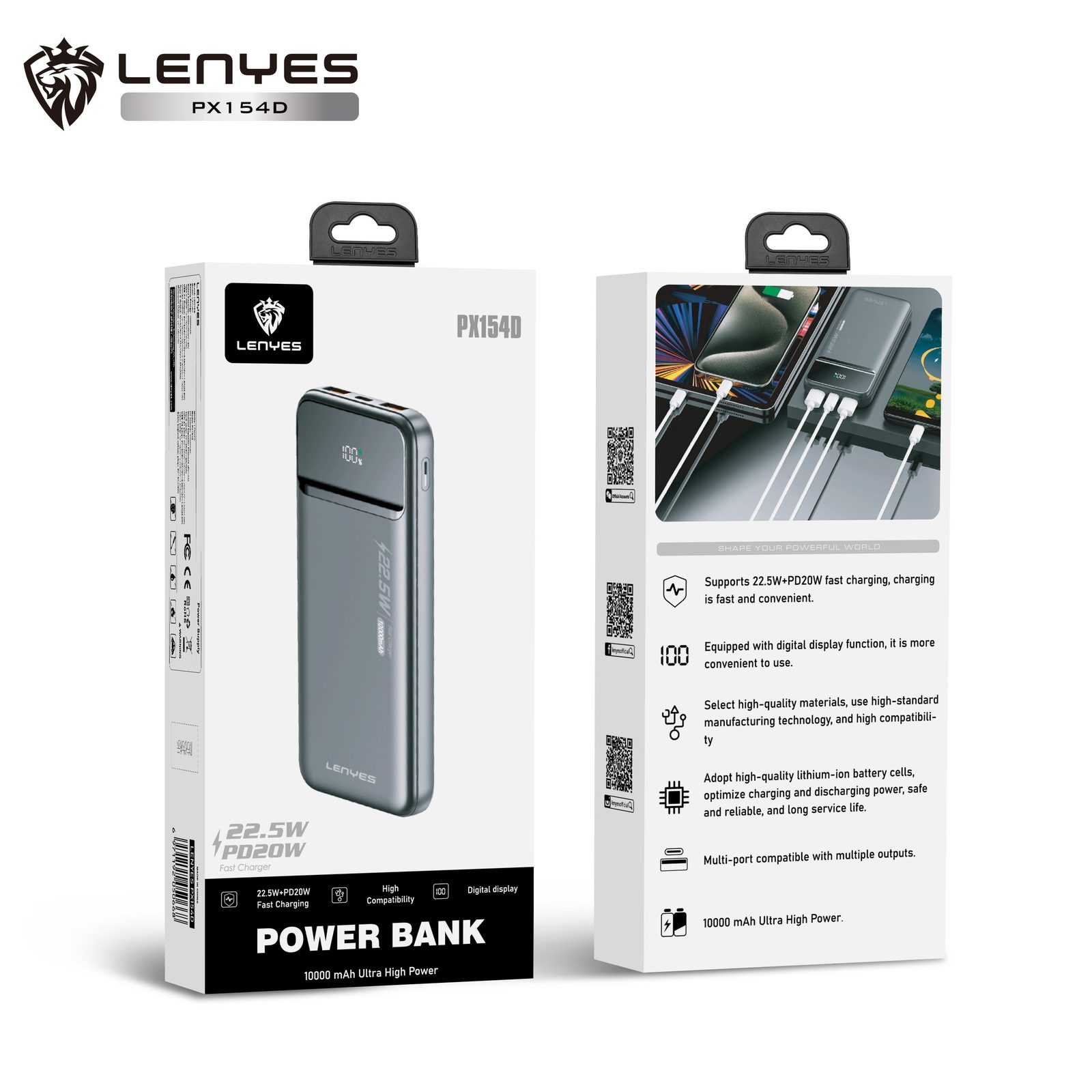 Powerbank Lenyes PX254D 20.000mAh vista 4