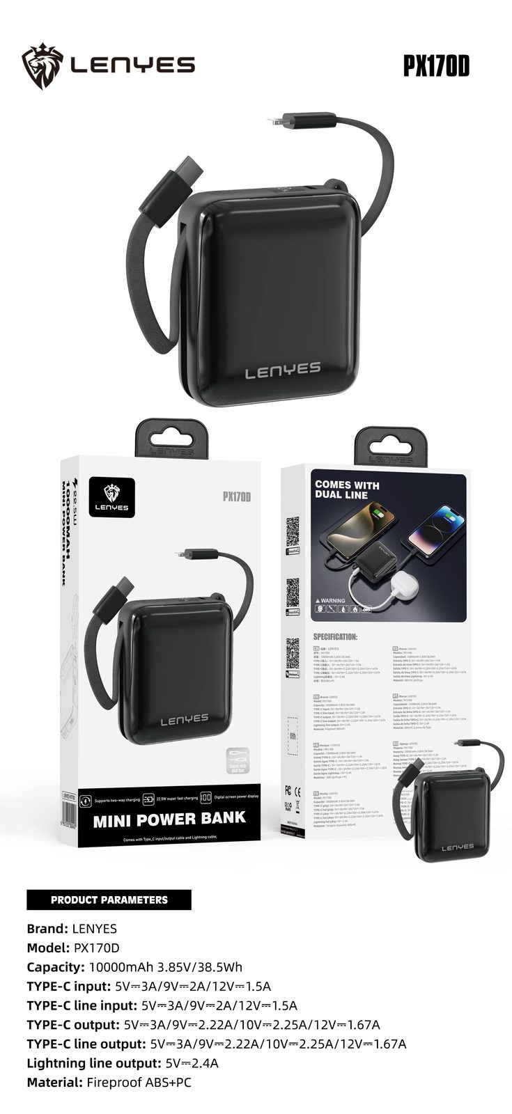 Powerbank Lenyes PX270D 20.000mAh vista 4