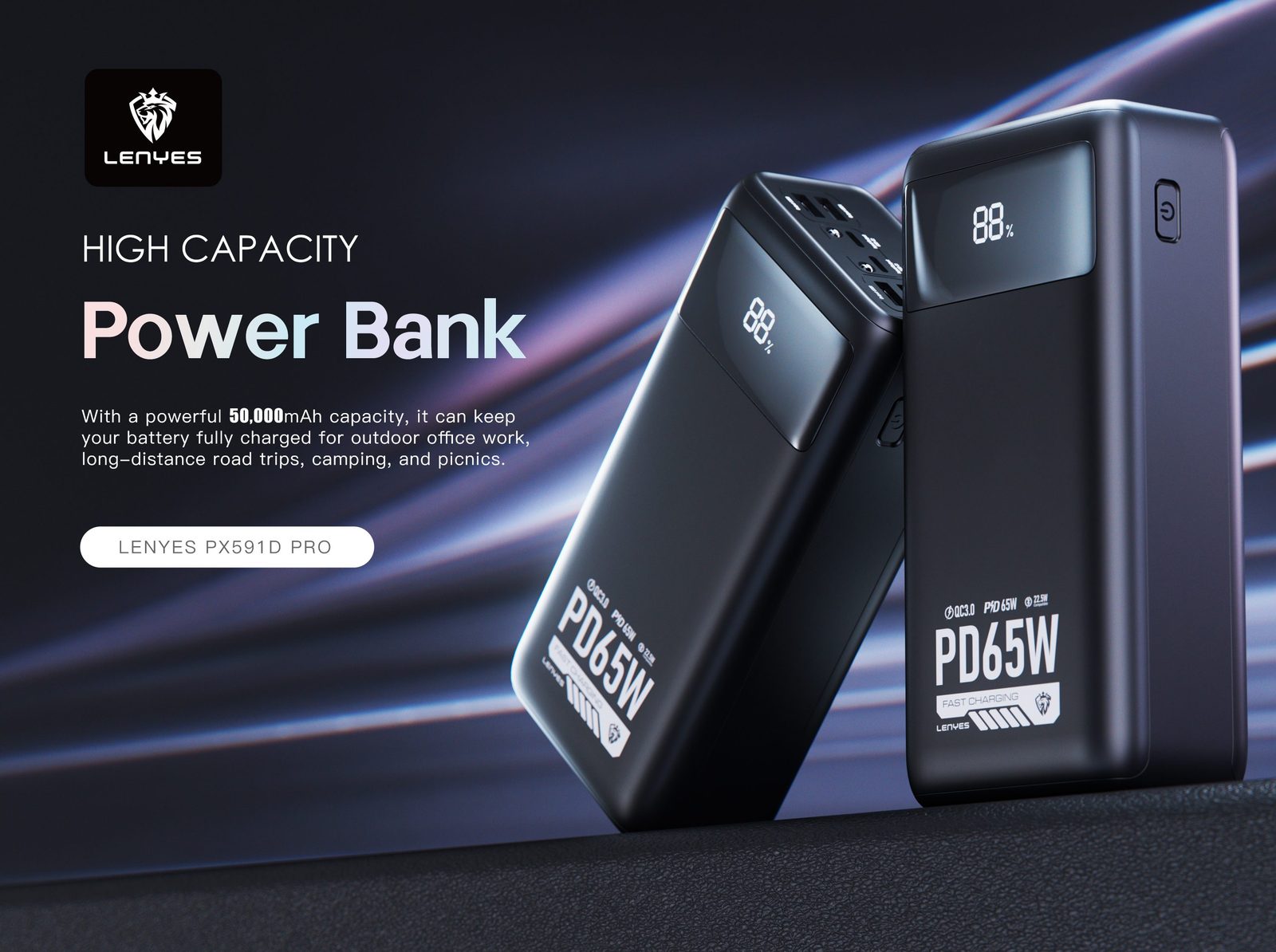 Powerbank Lenyes PX591 Pro 50.000mAh vista 4