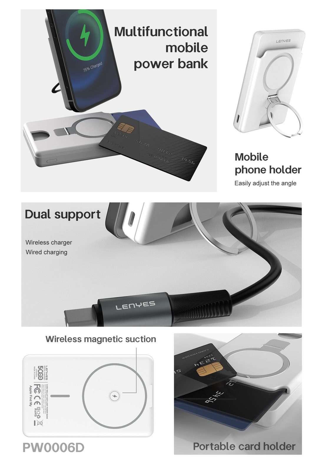 Powerbank Magnético Lenyes PW0006D 5.000mAh vista 5