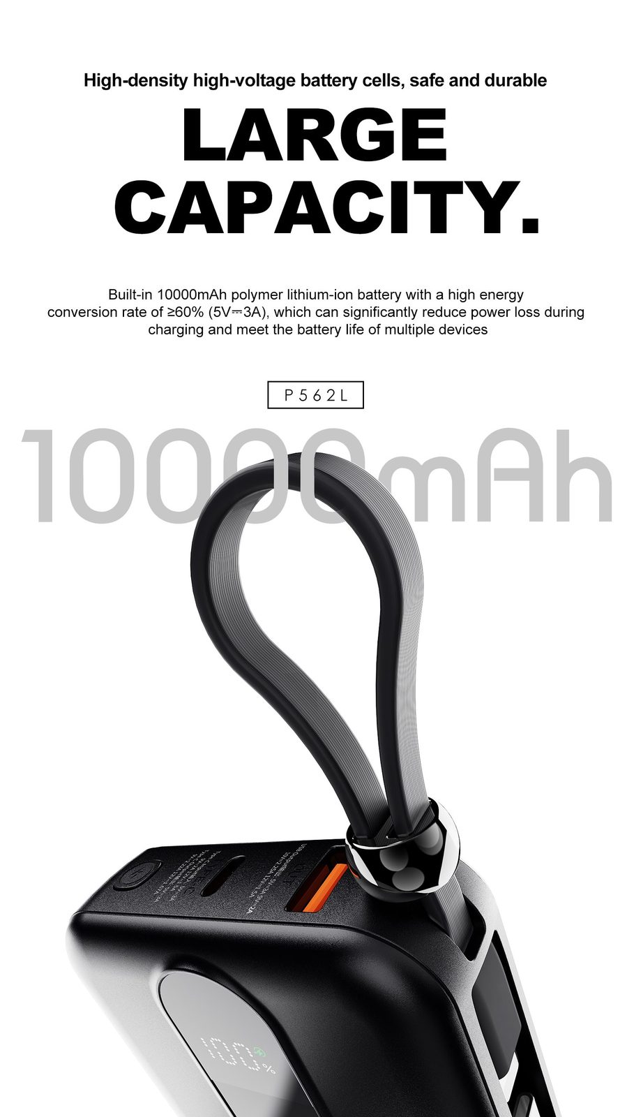 Powerbank Mini Lenyes P562L 10.000mAh Cables Integrados vista 5