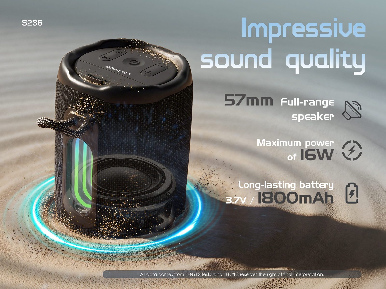 Lenyes S236 Altavoz Bluetooth Portátil vista 6