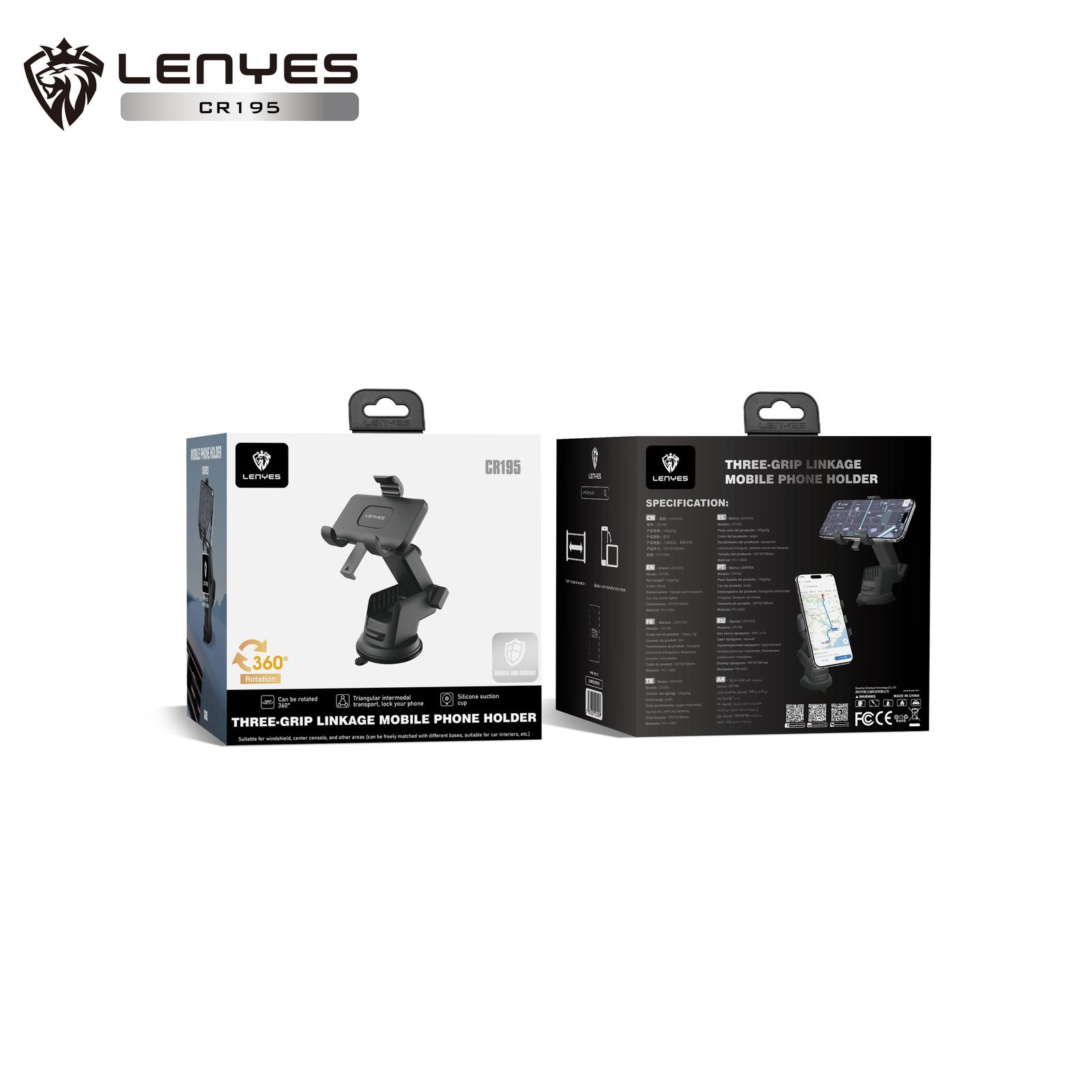 Soporte de Coche Lenyes CR195 Triangular Ventosa Nano vista 3