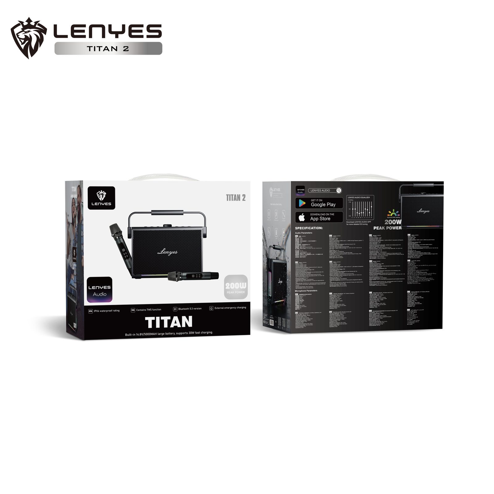 Lenyes TITAN 2 Altavoz Karaoke Profesional 200W vista 6