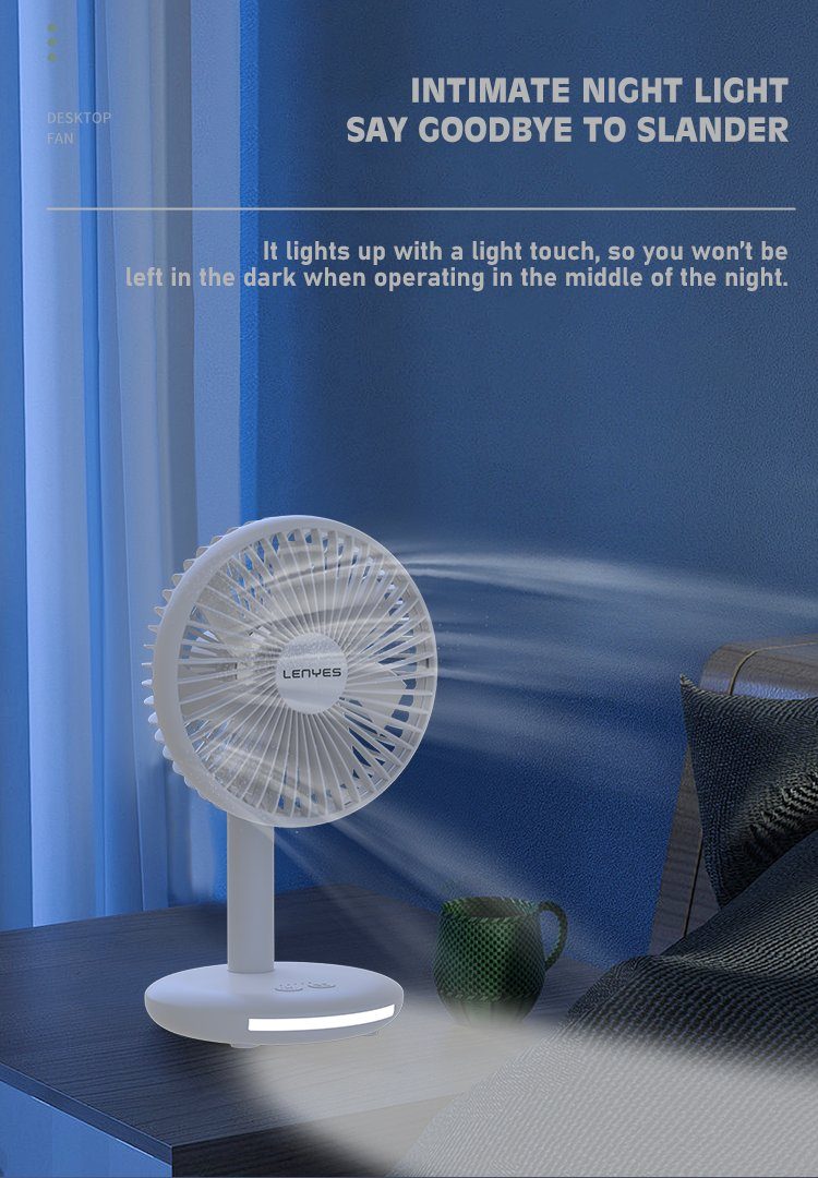 Ventilador de Escritorio Lenyes LHF01 con Luz LED vista 3