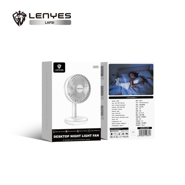 Ventilador de Escritorio Lenyes LHF01 con Luz LED